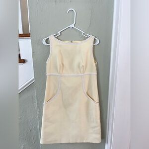 Steven Stolman Textured Yellow Shift Dress Sz 8 w/Pockets Sleeveless 60s Style